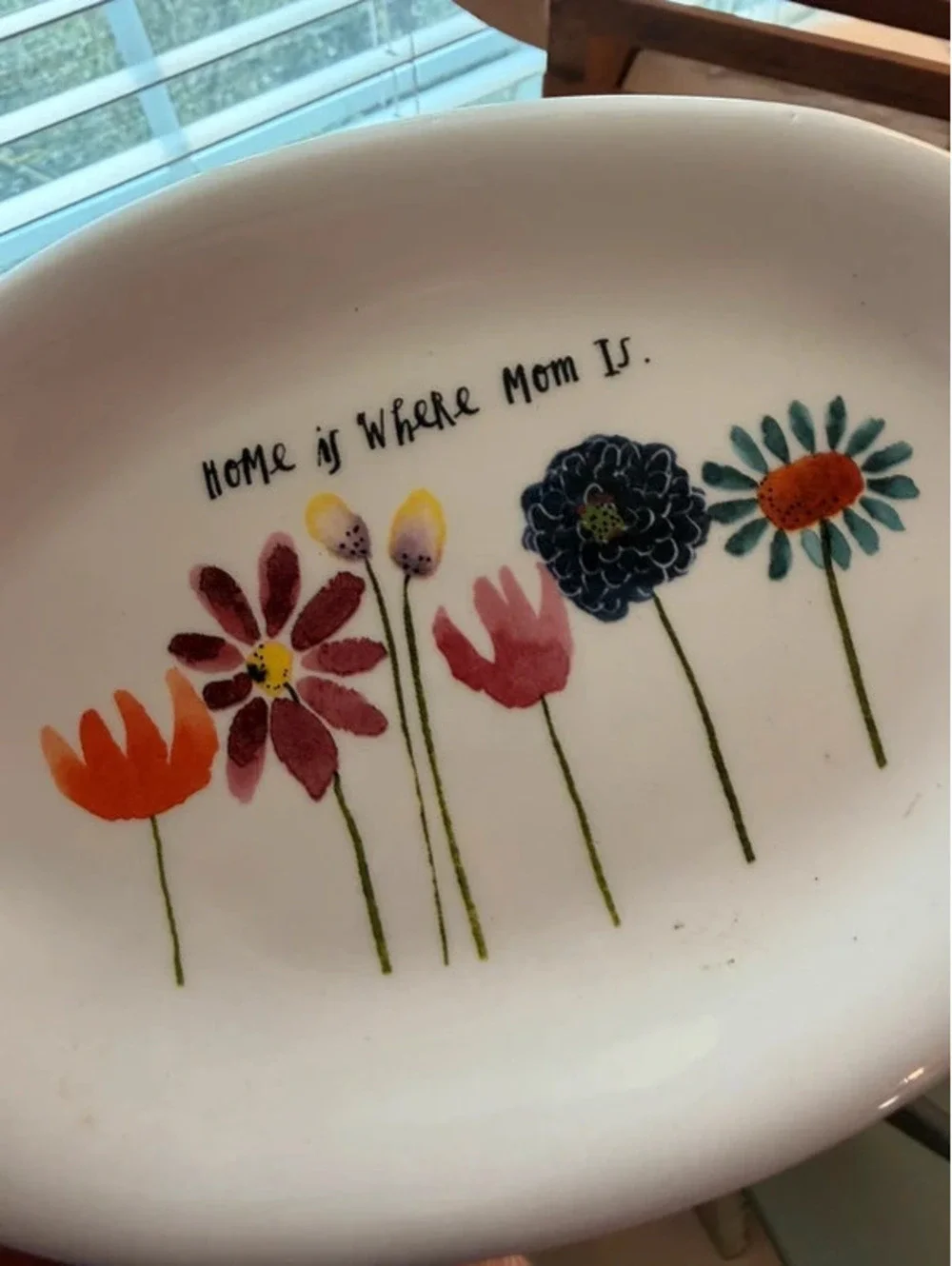 Rae Dunn Home Is Where Mom Is Floral Oval Ceramic Platter